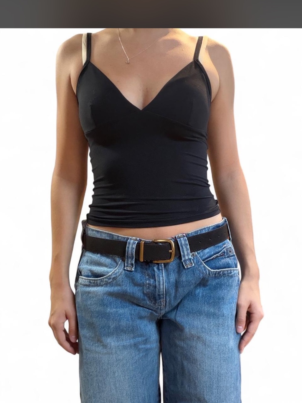 Aritzia Golden Black Low Cut Tank Top